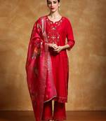 Women Floral Embroidered Regular Thread Work Kurta with Trousers & With Dupatta
