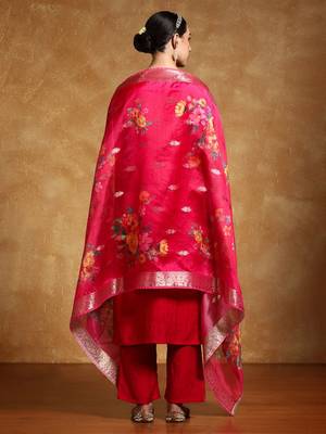 Women Floral Embroidered Regular Thread Work Kurta with Trousers & With Dupatta 5
