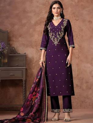 Women Ethnic Motifs Embroidered Regular Kurta with Trousers & With Dupatta 1