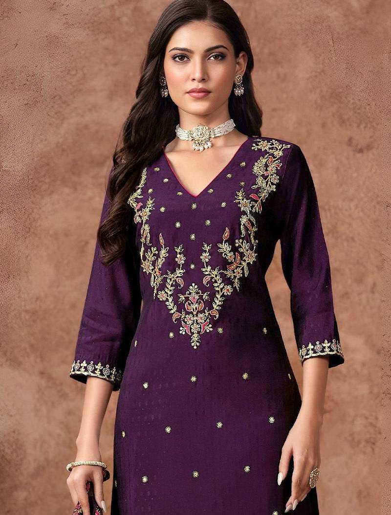 Women Ethnic Motifs Embroidered Regular Kurta with Trousers & With Dupatta