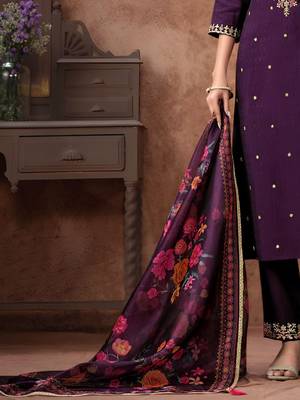 Women Ethnic Motifs Embroidered Regular Kurta with Trousers & With Dupatta 3