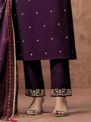 Women Ethnic Motifs Embroidered Regular Kurta with Trousers & With Dupatta 4