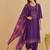 Floral Embroidered Thread Work Straight Kurta With Trousers And Dupatta