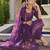 Floral Embroidered Thread Work Straight Kurta With Trousers And Dupatta