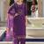 Floral Embroidered Thread Work Straight Kurta With Trousers And Dupatta