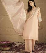 Women Solid Kurta with Palazzo & Dupatta