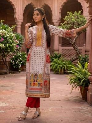 Women Ethnic Motifs Printed Regular Gotta Patti Chanderi Silk Kurta with Trousers 6