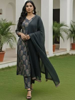 Women Ethnic Motifs Printed Regular Kurta with Trousers & With Dupatta 3