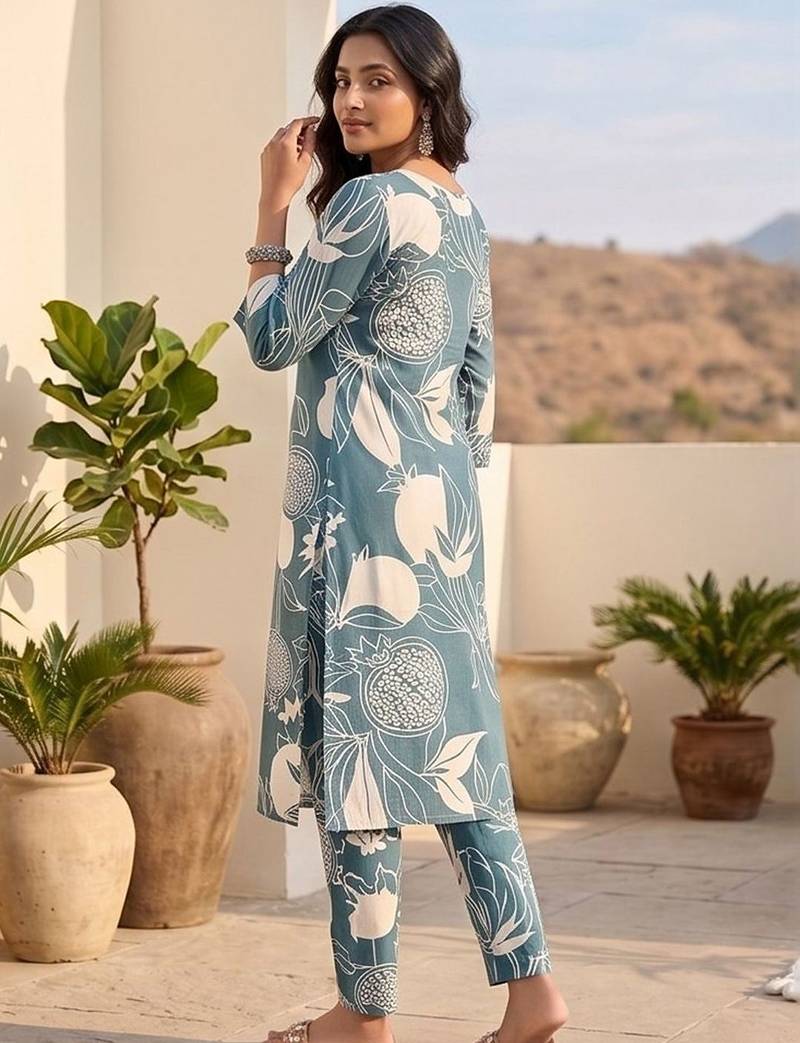 Women Floral Printed Regular Kurta with Trousers