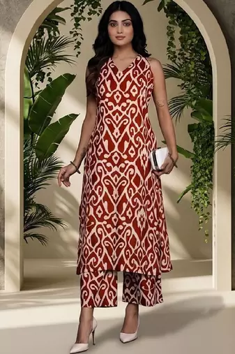 Women Ethnic Motifs Printed Regular Pure Cotton Kurta with Trousers