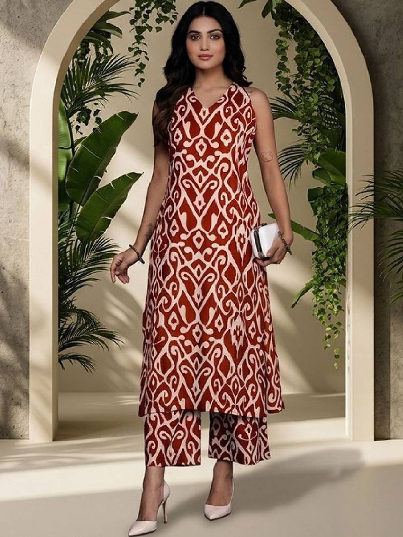 Women Ethnic Motifs Printed Regular Pure Cotton Kurta with Trousers