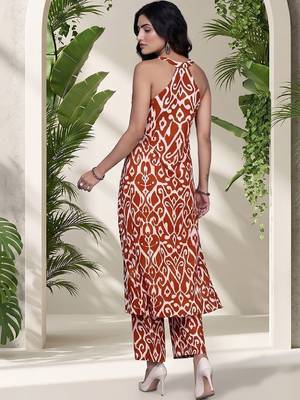 Women Ethnic Motifs Printed Regular Pure Cotton Kurta with Trousers 7