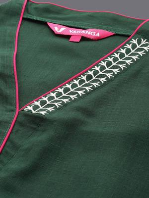 Thread Work V-Neck Flared Sleeves Straight Kurta With Trouser 2