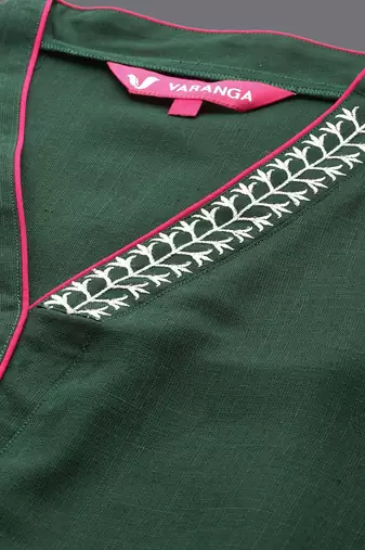 Thread Work V-Neck Flared Sleeves Straight Kurta With Trouser