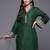 Thread Work V-Neck Flared Sleeves Straight Kurta With Trouser
