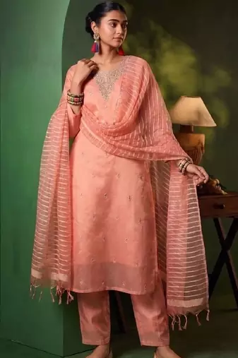 Women Ethnic Motifs Embroidered Regular Thread Work Kurta with Trousers & With Dupatta