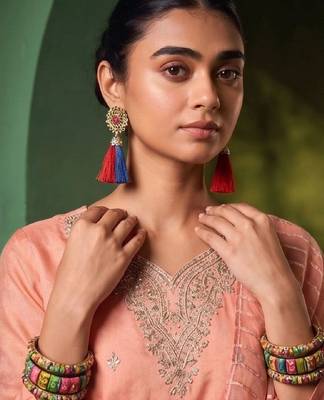 Women Ethnic Motifs Embroidered Regular Thread Work Kurta with Trousers & With Dupatta 2