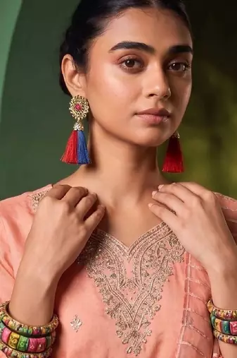 Women Ethnic Motifs Embroidered Regular Thread Work Kurta with Trousers & With Dupatta
