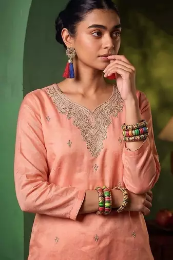 Women Ethnic Motifs Embroidered Regular Thread Work Kurta with Trousers & With Dupatta