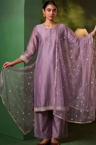 Women Regular Kurta with Palazzos & With Dupatta