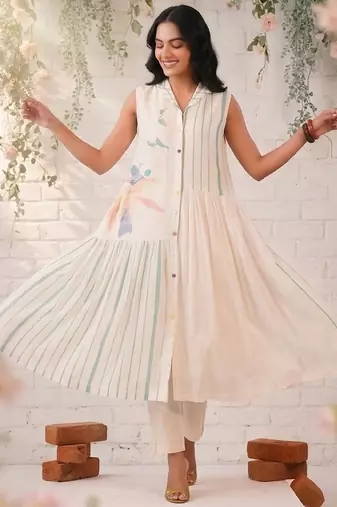 Women Floral Printed Empire Kurta with Trousers