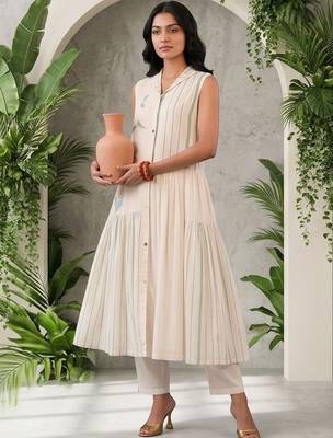 Women Printed Tiered Kurta with Trousers 7