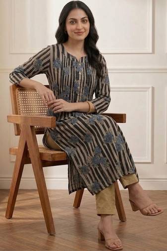 Women Printed Regular Kurta with Trousers