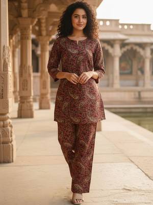 Women Paisley Printed Regular Kurta with Trousers 2