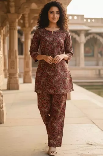 Women Paisley Printed Regular Kurta with Trousers