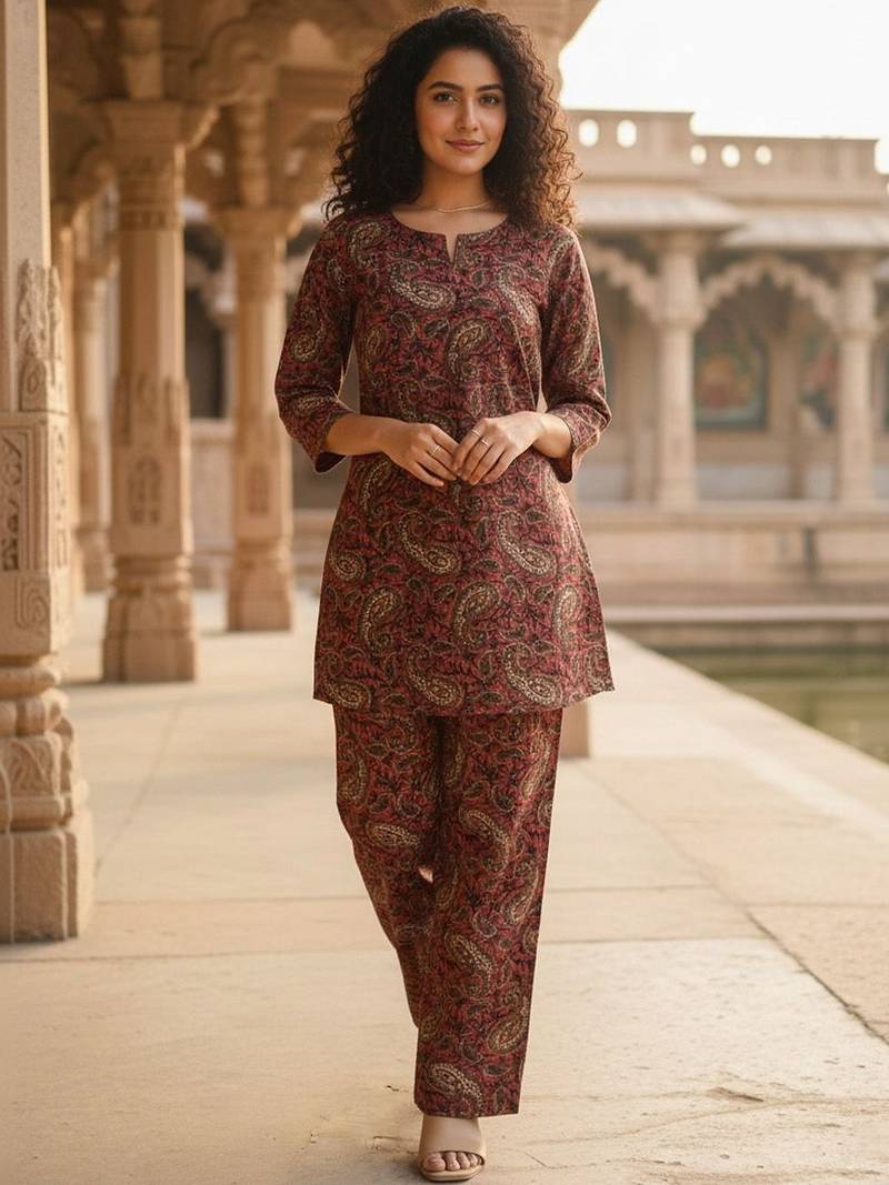 Women Paisley Printed Regular Kurta with Trousers