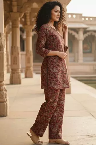 Women Paisley Printed Regular Kurta with Trousers