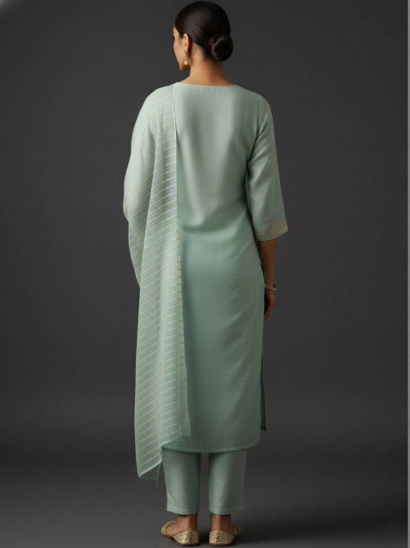 Women Ethnic Motifs Embroidered Regular Thread Work Kurta with Trousers & With Dupatta
