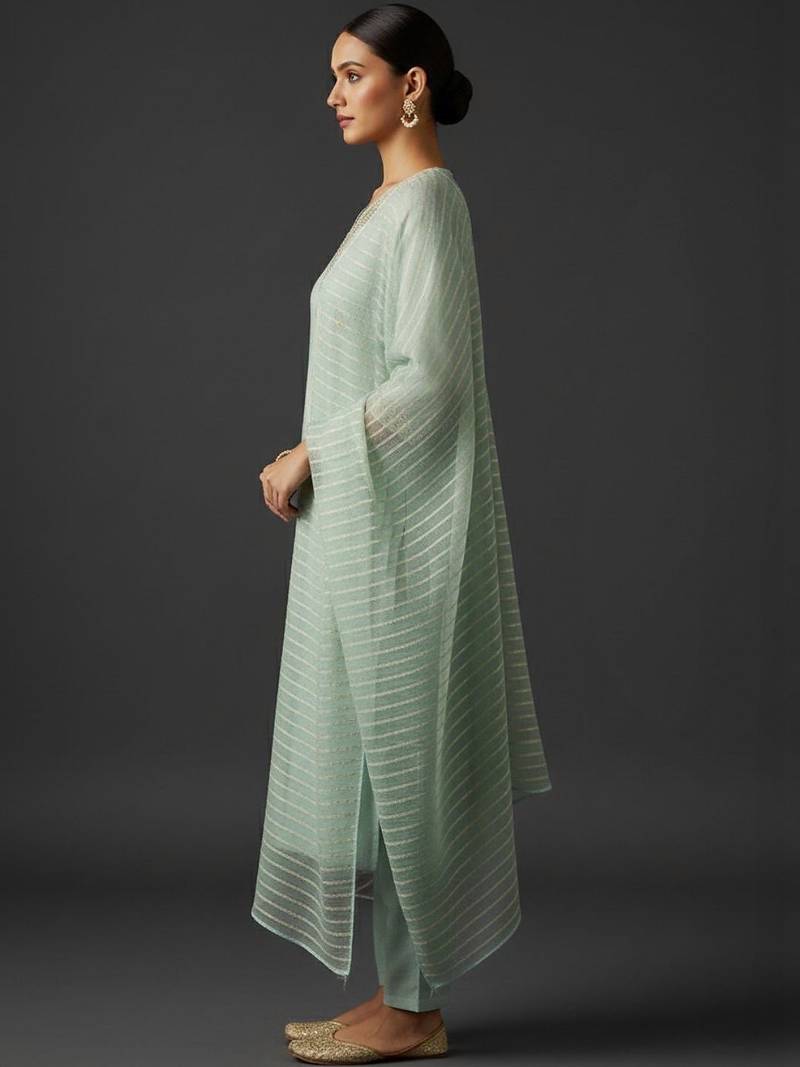 Women Ethnic Motifs Embroidered Regular Thread Work Kurta with Trousers & With Dupatta