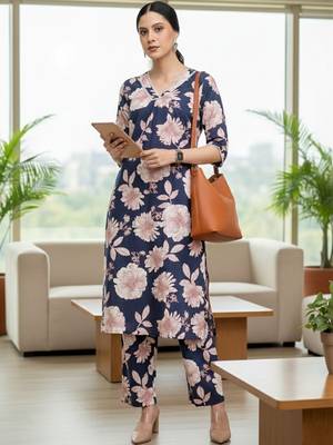 Women Floral Printed Regular Pure Cotton Kurta with Trousers 3