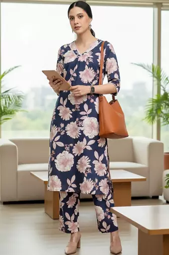 Women Floral Printed Regular Pure Cotton Kurta with Trousers