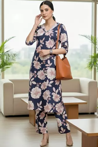 Women Floral Printed Regular Pure Cotton Kurta with Trousers