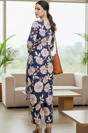 Women Floral Printed Regular Pure Cotton Kurta with Trousers