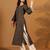 Kantha Work Notch Neck A-Line Kurta With Trousers