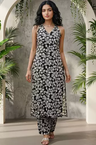 Women Floral Printed Regular Kurta with Trousers
