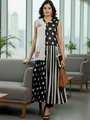 Women Printed Regular Kurta with Trousers 3