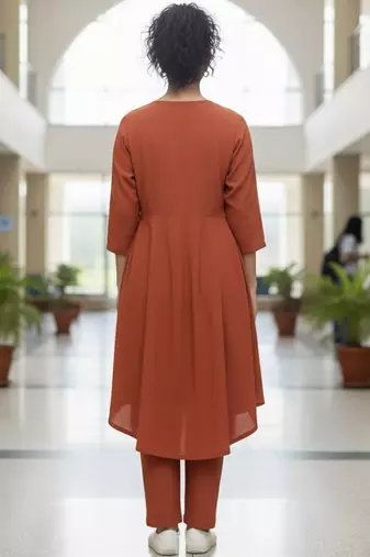 Women Empire Silk Crepe Kurta with Trousers