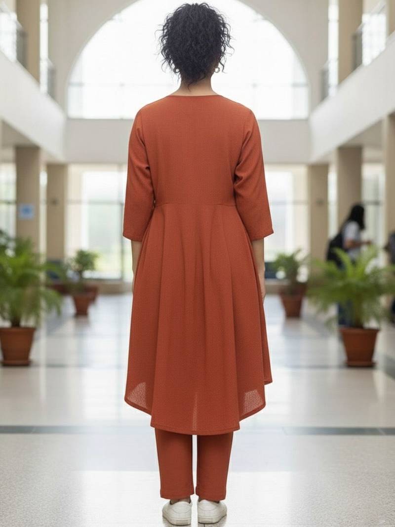 Women Empire Silk Crepe Kurta with Trousers
