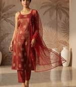 Women Ethnic Motifs Printed Regular Kurta with Trousers & With Dupatta