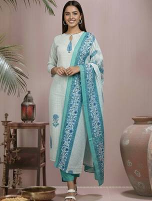 Women Ethnic Motifs Printed Regular Kurta with Trousers & With Dupatta 1