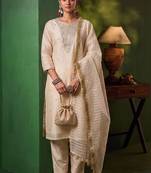 Women Ethnic Motifs Embroidered Regular Thread Work Kurta with Trousers & With Dupatta