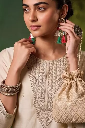 Women Ethnic Motifs Embroidered Regular Thread Work Kurta with Trousers & With Dupatta