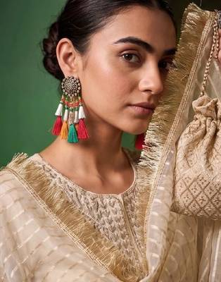 Women Ethnic Motifs Embroidered Regular Thread Work Kurta with Trousers & With Dupatta 6