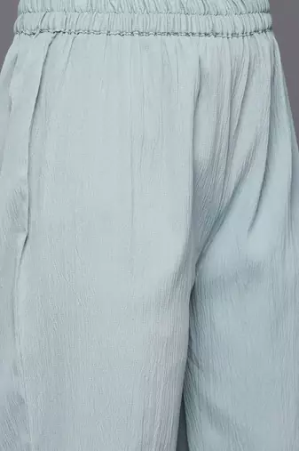 Women Regular Thread Work Silk Crepe Kurta with Trousers