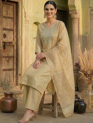 Women Yoke Design Regular Kurta with Trousers & With Dupatta 5