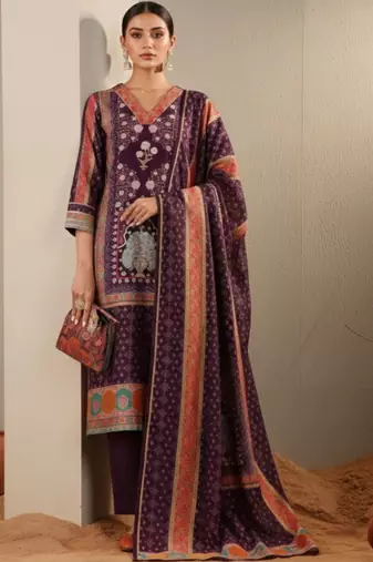 Women Ethnic Motifs Printed Regular Chanderi Silk Kurta with Trousers & With Dupatta